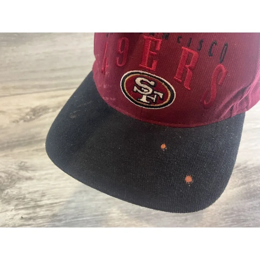 Vintage San Francisco 49ers Hat Cap Strapback NFL‎ Game Day NWT Block Logo Flaws